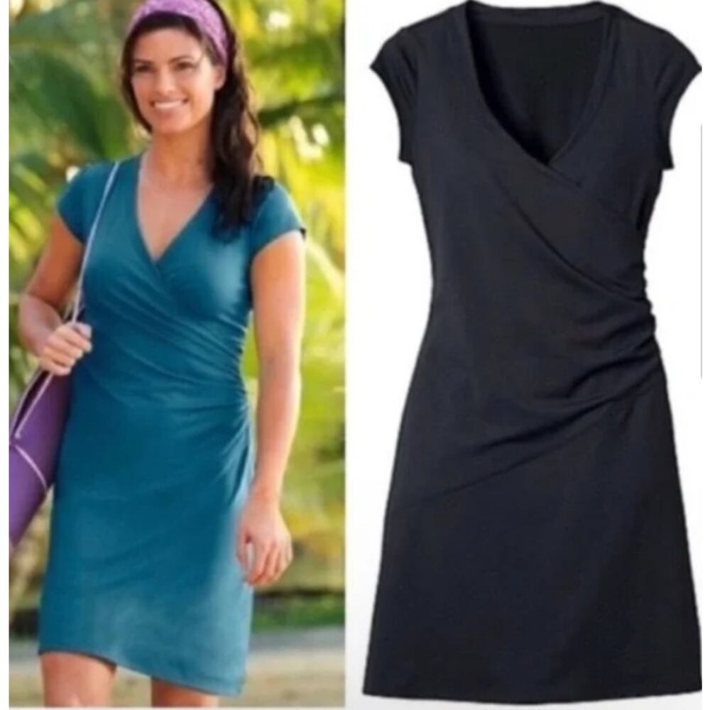 Athleta Dress Faux Wrap Midi Black Small